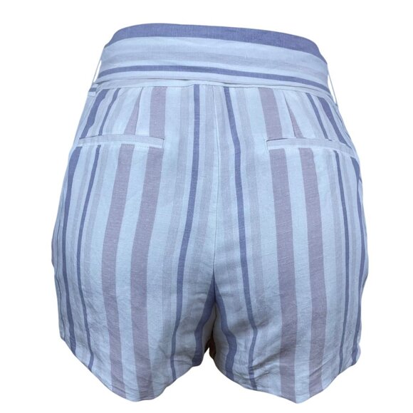 Express Women's Light Purple Striped High-Waisted Paper Bag Shorts Size 6 - Picture 3 of 10